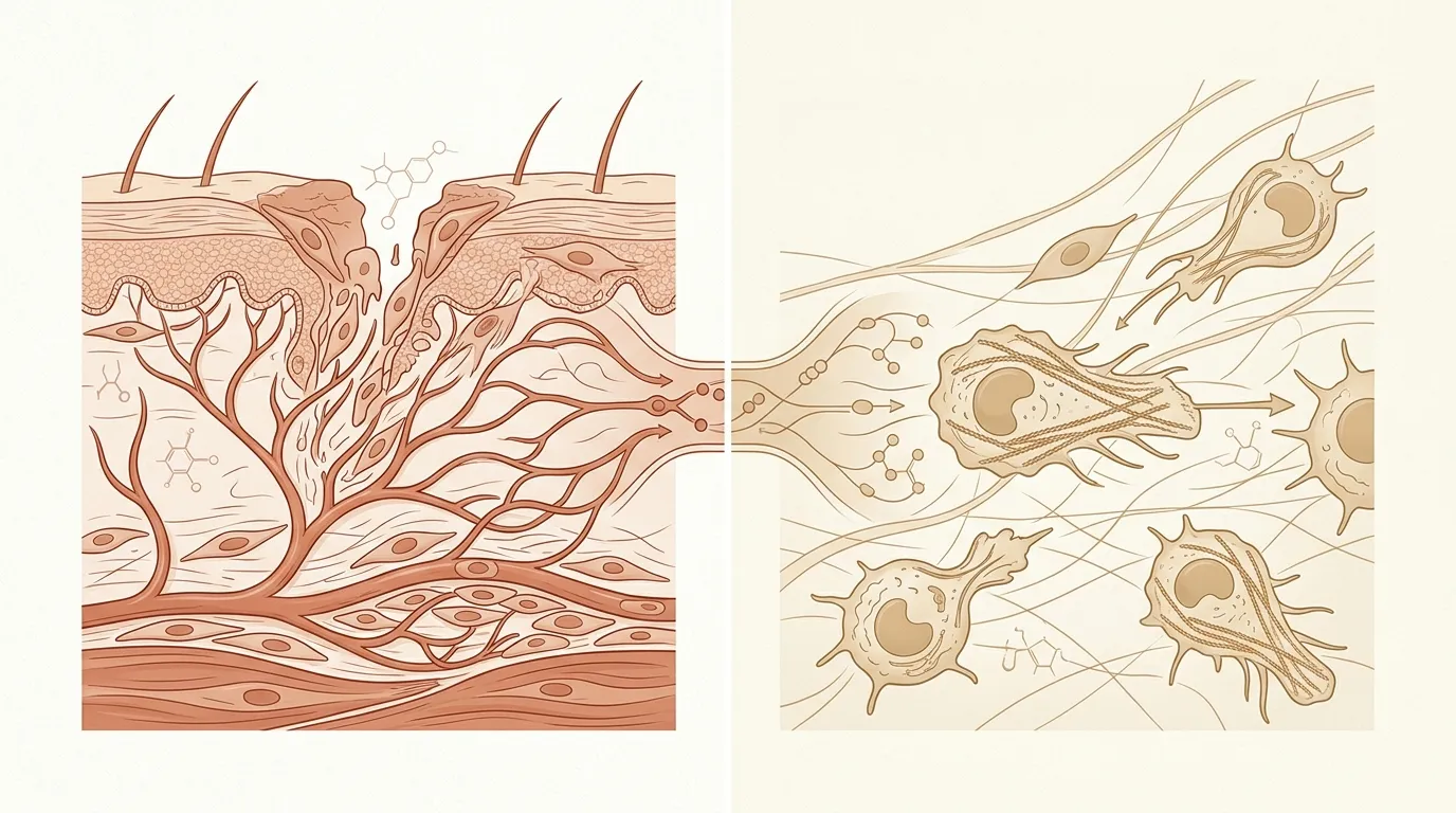 BPC-157 localized tissue repair compared to TB-500 systemic cell migration healing peptides